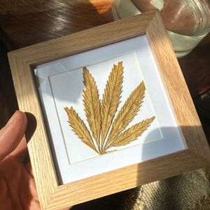 New original 4” Framed Botanical Art with Gold Leaf